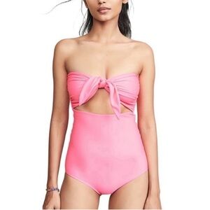 NWOT MIKOH Lana Tie-Front One-Piece Swimsuit in Barbie Paradise Pink
